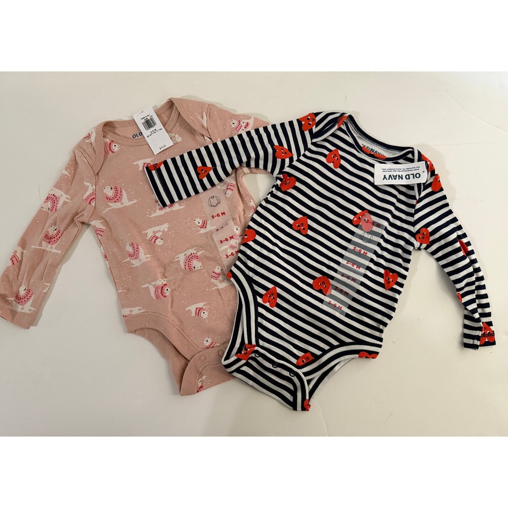 NWT Old Navy Baby Girl Bodysuits Lot Of 2, 3-6 Month New‎ With Tags long sleeve